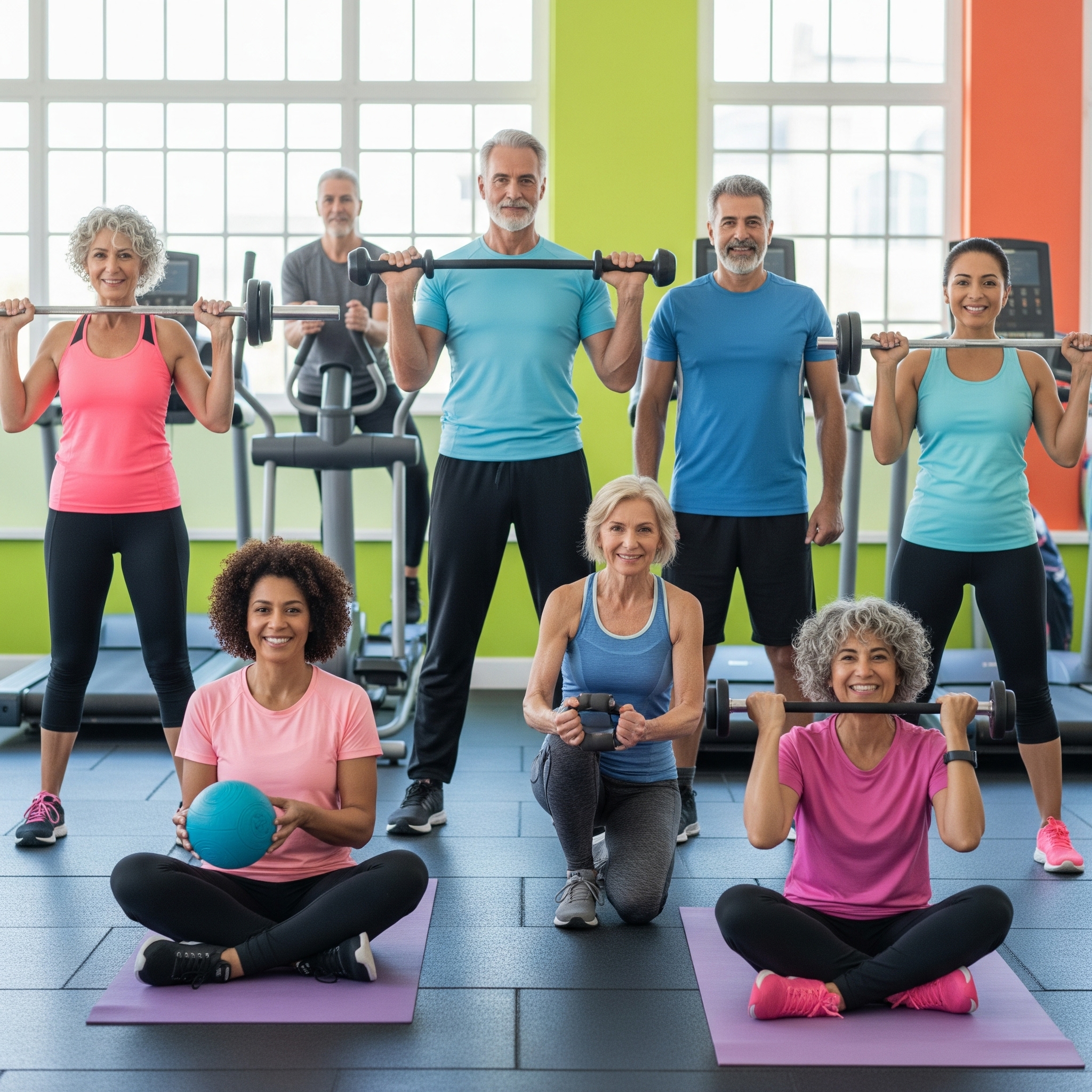 Active older adults exercising